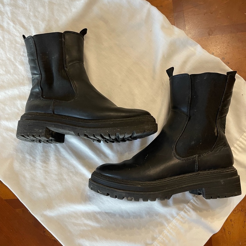 Target Black Leather Flock Boots